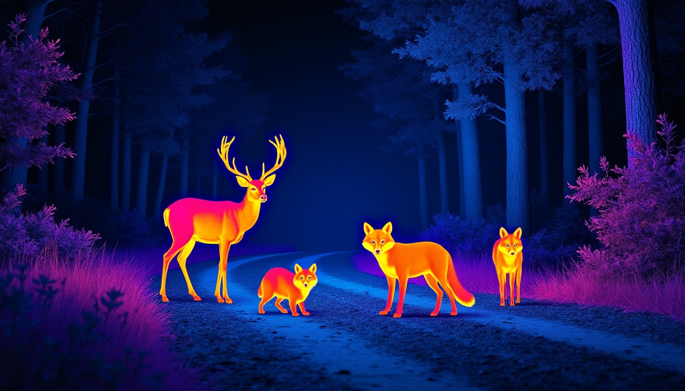 découvrez comment la vision nocturne thermique permet d'identifier les animaux sauvages sur la route pour améliorer la sécurité des conducteurs la nuit.